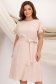 Rochie din in si viscoza bej midi in clos cu elastic in talie si volanase la maneci - StarShinerS 2 - StarShinerS.ro