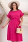 Rochie din in si viscoza roz midi in clos cu elastic in talie si volanase la maneci - StarShinerS 1 - StarShinerS.ro