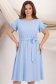 Rochie din in si viscoza albastru-deschis midi in clos cu elastic in talie si volanase la maneci - StarShinerS 2 - StarShinerS.ro