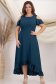 Rochie din viscoza verde petrol midi asimetrica in clos cu umeri decupati si volanas - StarShinerS 1 - StarShinerS.ro