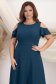 Rochie din viscoza verde petrol midi asimetrica in clos cu umeri decupati si volanas - StarShinerS 2 - StarShinerS.ro