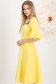 Rochie din stofa elastica galbena midi in clos cu broderie florala unica - StarShinerS 2 - StarShinerS.ro