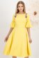 Rochie din stofa elastica galbena midi in clos cu broderie florala unica - StarShinerS 1 - StarShinerS.ro