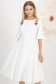 Rochie din stofa elastica ivoire midi in clos cu broderie florala unica - StarShinerS 1 - StarShinerS.ro