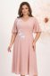 Rochie din voal roz pudra midi in clos cu aplicatii de dantela cu efect 3d - StarShinerS 1 - StarShinerS.ro