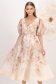 Rochie din bumbac subtire roz pudra midi in clos cu maneci bufante si buzunare laterale 1 - StarShinerS.ro