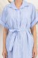 Rochie tip camasa din material subtire albastra midi cu aplicatii cu pietre strass si buzunare laterale 6 - StarShinerS.ro