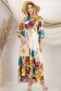 Rochie tip camasa din satin imprimat midi cu croi larg si buzunare laterale 3 - StarShinerS.ro