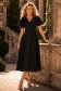 Rochie neagra midi in clos accesorizata cu 2 brose 3D - StarShinerS 1 - StarShinerS.ro