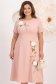 Rochie roz pudra midi in clos cu detalii brodate si flori 3D - StarShinerS 1 - StarShinerS.ro