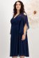 Rochie din voal si dantela bleumarin midi in clos cu maneci din voal tip fluture 2 - StarShinerS.ro