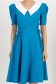 Rochie din stofa elastica albastru petrol midi in clos cu buzunare laterale si guler contrastant - StarShinerS 4 - StarShinerS.ro