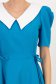 Rochie din stofa elastica albastru petrol midi in clos cu buzunare laterale si guler contrastant - StarShinerS 6 - StarShinerS.ro