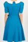 Rochie din stofa elastica albastru petrol midi in clos cu buzunare laterale si guler contrastant - StarShinerS 5 - StarShinerS.ro
