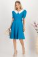 Rochie din stofa elastica albastru petrol midi in clos cu buzunare laterale si guler contrastant - StarShinerS 3 - StarShinerS.ro