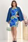Rochie din stofa elastica albastra scurta cu un croi drept si imprimeu floral 2 - StarShinerS.ro