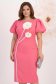 Rochie roz midi tip creion cu brose florale 3D - StarShinerS 1 - StarShinerS.ro