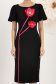 Rochie din stofa elastica neagra midi tip creion cu maneci bufante si brose florale 3D - StarShinerS 4 - StarShinerS.ro