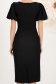 Rochie din stofa elastica neagra midi tip creion cu maneci bufante si brose florale 3D - StarShinerS 5 - StarShinerS.ro