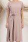 Rochie din in si viscoza mocha midi in clos cu elastic in talie si volanase la maneci - StarShinerS 4 - StarShinerS.ro
