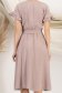 Rochie din in si viscoza mocha midi in clos cu elastic in talie si volanase la maneci - StarShinerS 5 - StarShinerS.ro