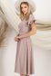 Rochie din in si viscoza mocha midi in clos cu elastic in talie si volanase la maneci - StarShinerS 2 - StarShinerS.ro
