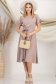 Rochie din in si viscoza mocha midi in clos cu elastic in talie si volanase la maneci - StarShinerS 3 - StarShinerS.ro