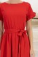 Rochie din in si viscoza rosie midi in clos cu elastic in talie si volanase la maneci - StarShinerS 6 - StarShinerS.ro