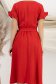 Rochie din in si viscoza rosie midi in clos cu elastic in talie si volanase la maneci - StarShinerS 5 - StarShinerS.ro