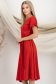 Rochie din in si viscoza rosie midi in clos cu elastic in talie si volanase la maneci - StarShinerS 2 - StarShinerS.ro