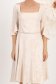 Rochie din jacquard subtire satinat bej midi in clos cu buzunare laterale si aplicatie cu pietre strass in talie - StarShinerS 4 - StarShinerS.ro
