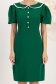 Rochie din stofa elastica verde pana la genunchi cu croi in a si guler rotunjit cu dantela - StarShinerS 4 - StarShinerS.ro