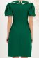 Rochie din stofa elastica verde pana la genunchi cu croi in a si guler rotunjit cu dantela - StarShinerS 5 - StarShinerS.ro