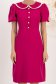 Rochie din stofa elastica fuchsia pana la genunchi cu croi in a si guler rotunjit cu dantela - StarShinerS 4 - StarShinerS.ro