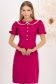 Rochie din stofa elastica fuchsia pana la genunchi cu croi in a si guler rotunjit cu dantela - StarShinerS 1 - StarShinerS.ro