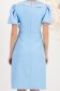 Rochie din stofa elastica albastru-deschis pana la genunchi cu croi in a si guler rotunjit cu dantela - StarShinerS 5 - StarShinerS.ro