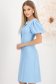 Rochie din stofa elastica albastru-deschis pana la genunchi cu croi in a si guler rotunjit cu dantela - StarShinerS 2 - StarShinerS.ro