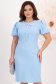 Rochie din stofa elastica albastru-deschis pana la genunchi cu croi in a si guler rotunjit cu dantela - StarShinerS 1 - StarShinerS.ro