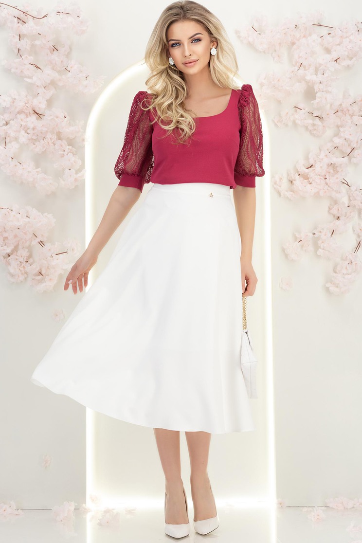 rochii midi h&m Fusta din stofa ivoire midi in clos - StarShinerS