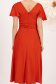 Rochie din satin rosie midi in clos crapata pe picior cu volanase la umeri - StarShinerS 5 - StarShinerS.ro