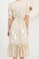 Rochie din tripluvoal metalizat bej midi in clos cu elastic in talie - StarShinerS 5 - StarShinerS.ro