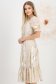 Rochie din tripluvoal metalizat bej midi in clos cu elastic in talie - StarShinerS 2 - StarShinerS.ro