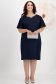 Rochie din stofa elastica bleumarin cu un croi drept si volanase la maneca - StarShinerS 3 - StarShinerS.ro