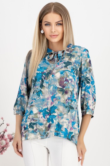 Bluza dama din in si viscoza usor asimetrica cu croi larg si guler tip esarfa - StarShinerS