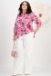 Bluza dama din viscoza si in roz usor asimetrica cu croi larg si guler tip esarfa - StarShinerS 3 - StarShinerS.ro