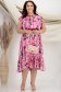 Rochie din viscoza si in roz midi in clos cu elastic in talie si accesoriu tip curea - StarShinerS 1 - StarShinerS.ro