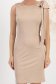Rochie din lycra sidefata bej scurta tip creion cu decolteu in v la spate si brosa detasabila tip funda maxi- StarShinerS 4 - StarShinerS.ro