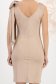 Rochie din lycra sidefata bej scurta tip creion cu decolteu in v la spate si brosa detasabila tip funda maxi- StarShinerS 5 - StarShinerS.ro
