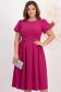 Rochie din stofa elastica zmeura midi in clos cu maneci bufante si aplicatii stralucitoare - StarShinerS 2 - StarShinerS.ro
