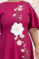 Rochie din stofa elastica zmeura midi in clos cu detalii brodate accesorizata cu brosa florala 3D - StarShinerS 6 - StarShinerS.ro